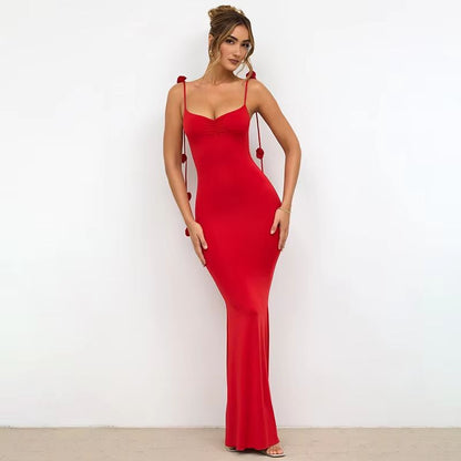 VEITCHE Summer Floral 3D Strap Sleeveless Maxi Dress for Women