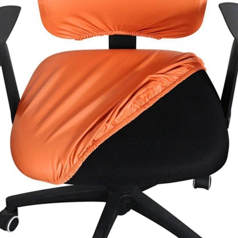 PU Leather Elastic Chair Seat Cover Slipcover | Waterproof Seat Protector for Office, Dining, Hotel Chairs 38-52cm