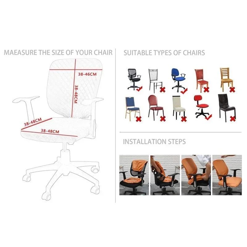 PU Leather Elastic Chair Seat Cover Slipcover | Waterproof Seat Protector for Office, Dining, Hotel Chairs 38-52cm