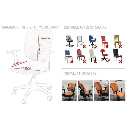 PU Leather Elastic Chair Seat Cover Slipcover | Waterproof Seat Protector for Office, Dining, Hotel Chairs 38-52cm