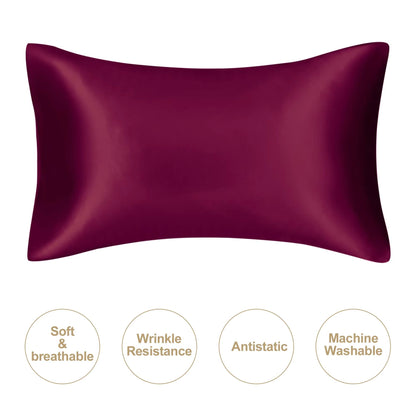 JuwenSilk Mulberry Silk Pillowcase – Standard & Queen Natural Silky Satin Pillow Cover