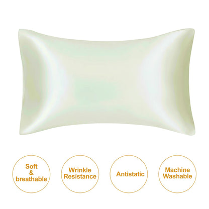 JuwenSilk Mulberry Silk Pillowcase – Standard & Queen Natural Silky Satin Pillow Cover