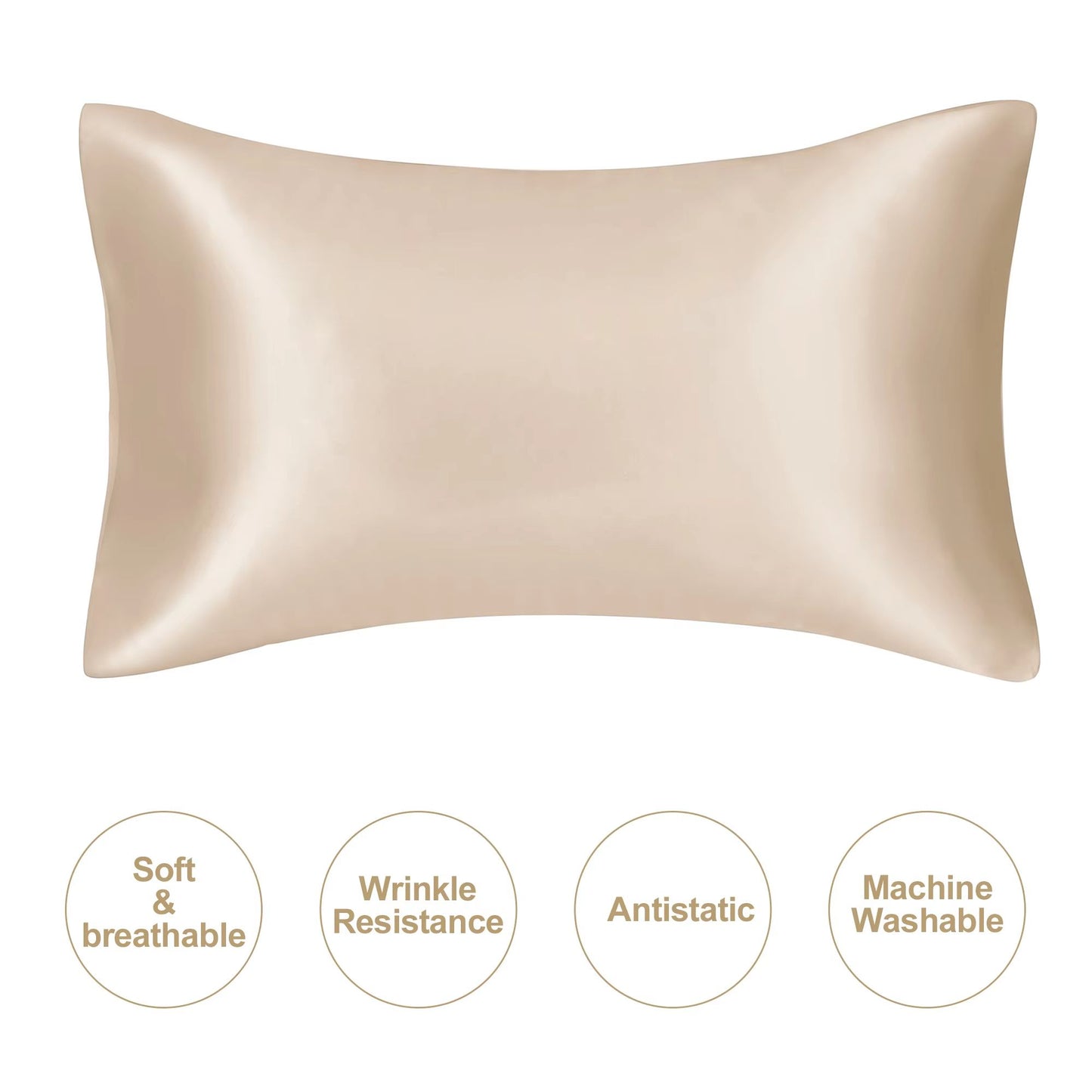 JuwenSilk Mulberry Silk Pillowcase – Standard & Queen Natural Silky Satin Pillow Cover