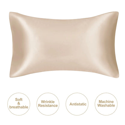 JuwenSilk Mulberry Silk Pillowcase – Standard & Queen Natural Silky Satin Pillow Cover