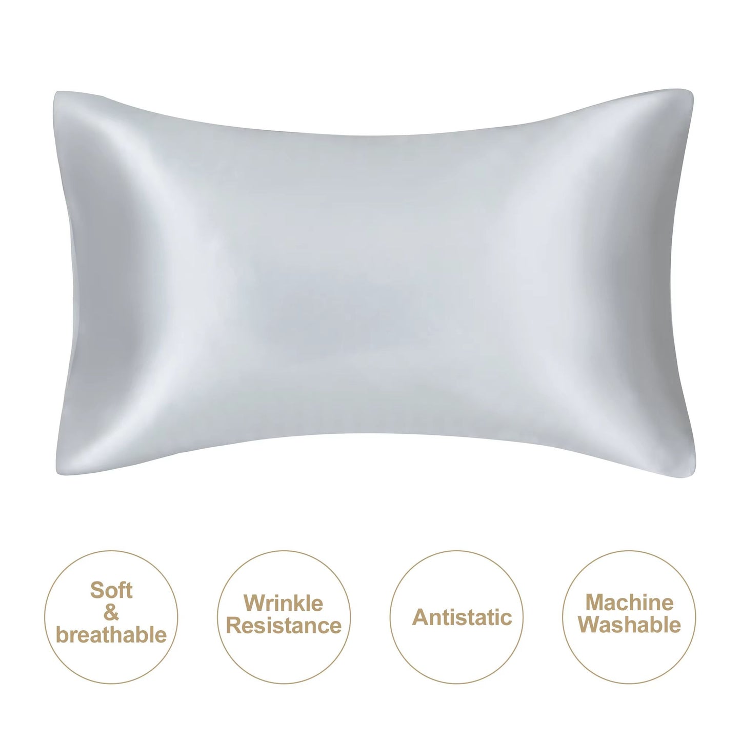 JuwenSilk Mulberry Silk Pillowcase – Standard & Queen Natural Silky Satin Pillow Cover