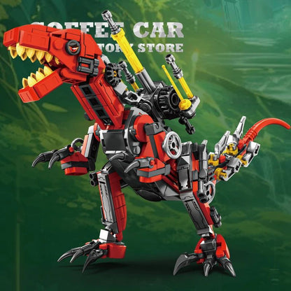 Creative T-Rex and Mech Dinosaur MOC Bricks Building Kit – 3D Dinosaur Robot Block Model for Kids and Adults