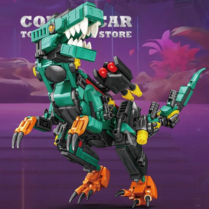 Creative T-Rex and Mech Dinosaur MOC Bricks Building Kit – 3D Dinosaur Robot Block Model for Kids and Adults