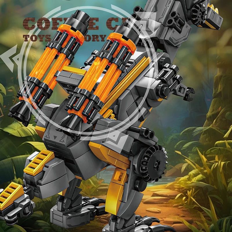 Creative T-Rex and Mech Dinosaur MOC Bricks Building Kit – 3D Dinosaur Robot Block Model for Kids and Adults