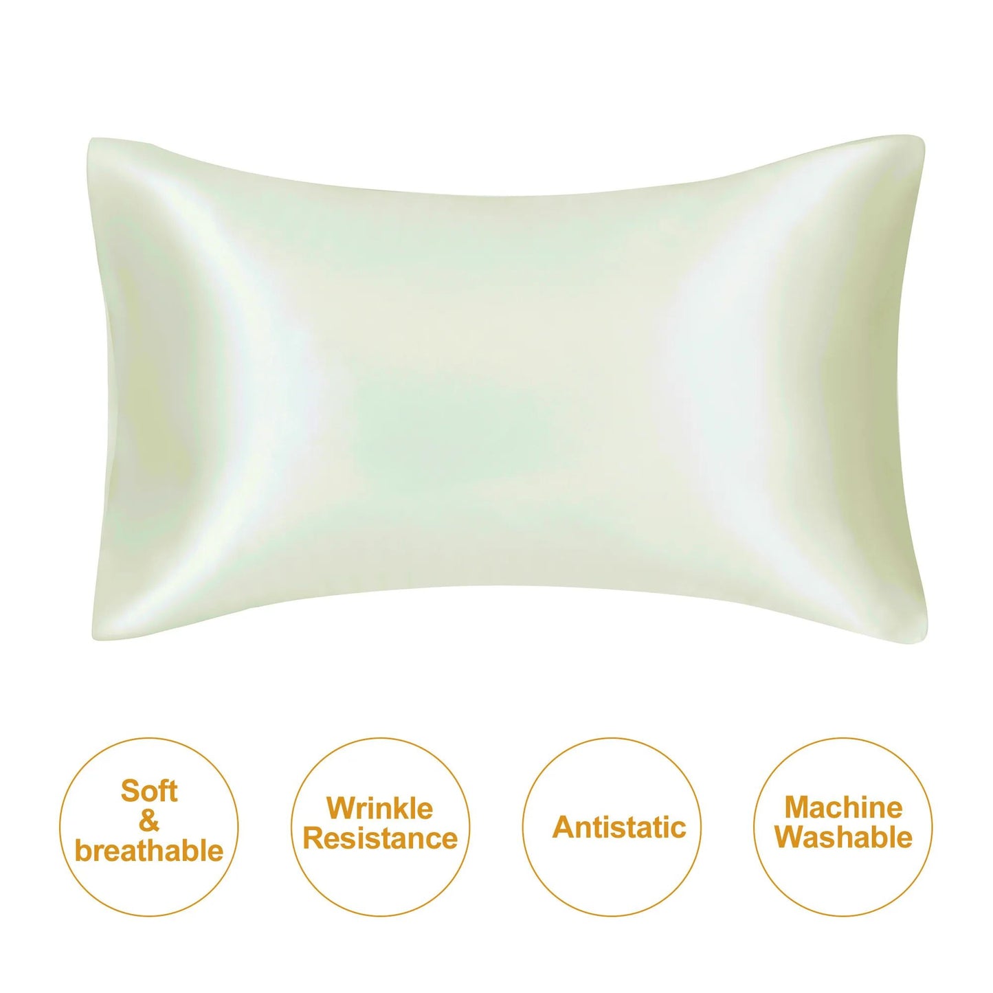 Silky Satin Pillowcase for Hair and Skin, Soft Mulberry Style Pillow Case Standard Queen King, Wrinkle Free