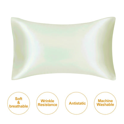 Silky Satin Pillowcase for Hair and Skin, Soft Mulberry Style Pillow Case Standard Queen King, Wrinkle Free