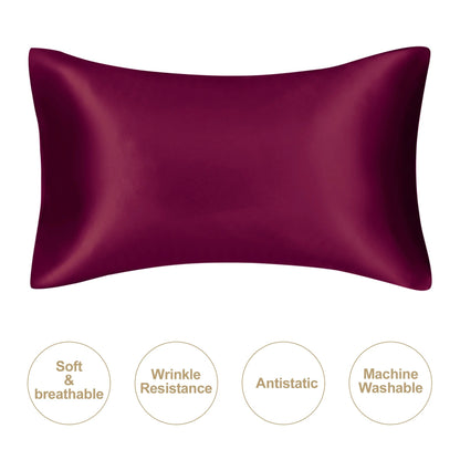 Silky Satin Pillowcase for Hair and Skin, Soft Mulberry Style Pillow Case Standard Queen King, Wrinkle Free
