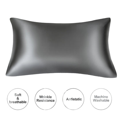 Silky Satin Pillowcase for Hair and Skin, Soft Mulberry Style Pillow Case Standard Queen King, Wrinkle Free