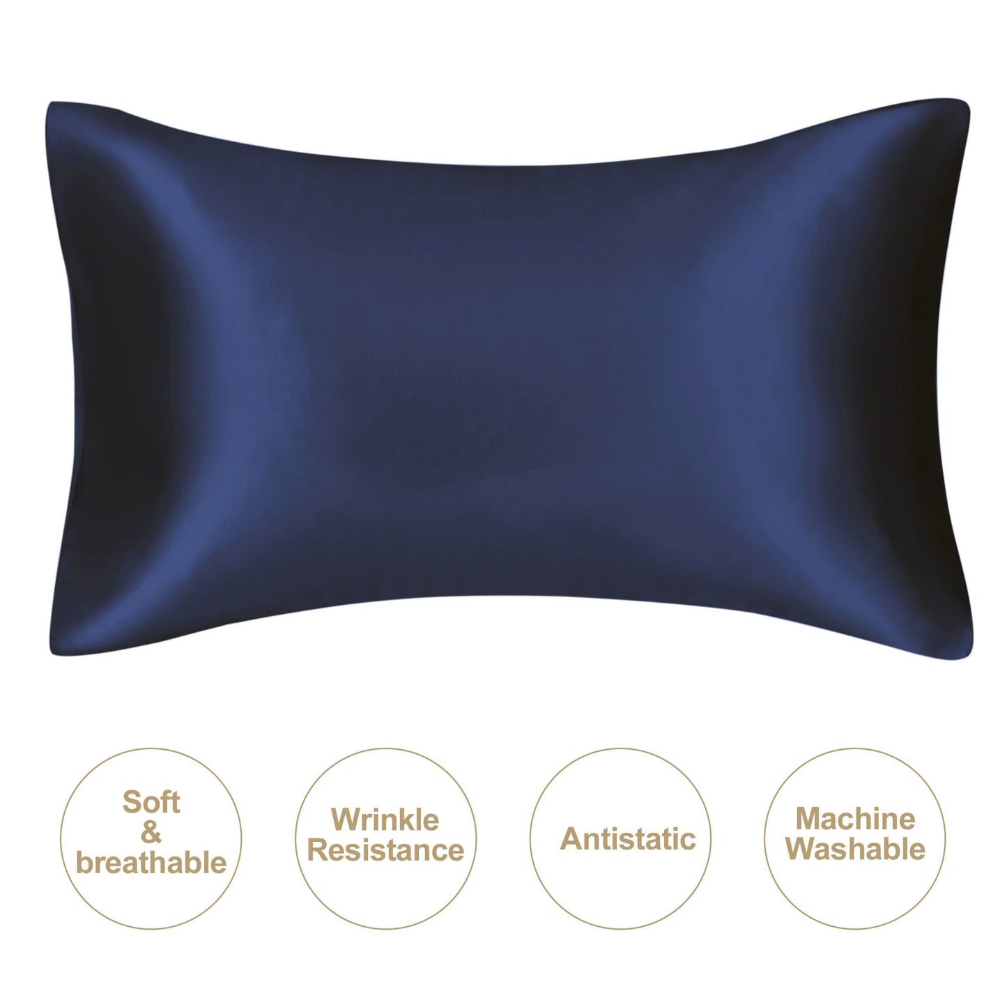 Silky Satin Pillowcase for Hair and Skin, Soft Mulberry Style Pillow Case Standard Queen King, Wrinkle Free