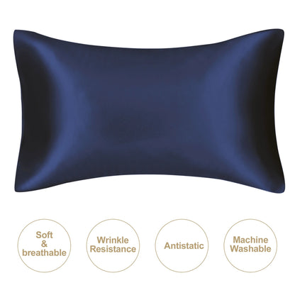 Silky Satin Pillowcase for Hair and Skin, Soft Mulberry Style Pillow Case Standard Queen King, Wrinkle Free
