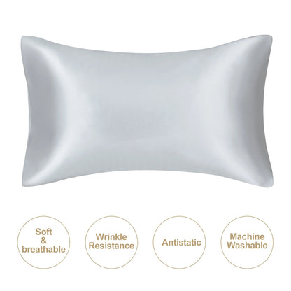 Silky Satin Pillowcase for Hair and Skin, Soft Mulberry Style Pillow Case Standard Queen King, Wrinkle Free