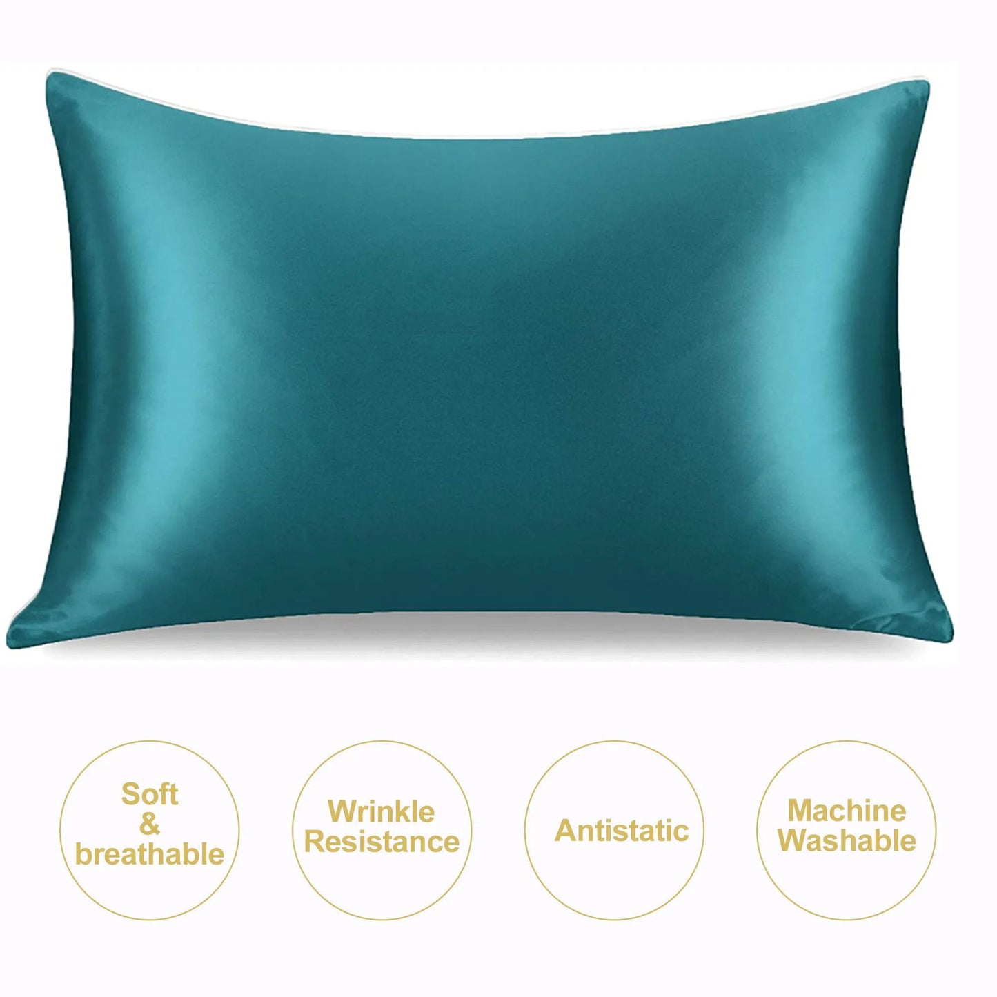 Silky Satin Pillowcase for Hair and Skin, Soft Mulberry Style Pillow Case Standard Queen King, Wrinkle Free