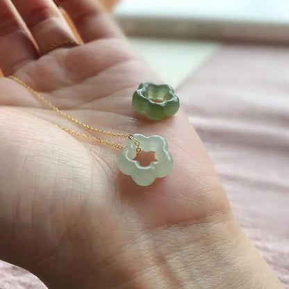 Jade Plum Blossom Pendant Necklace