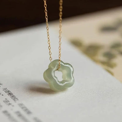 Jade Plum Blossom Pendant Necklace