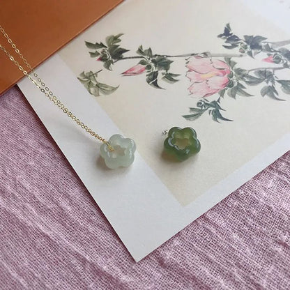 Jade Plum Blossom Pendant Necklace