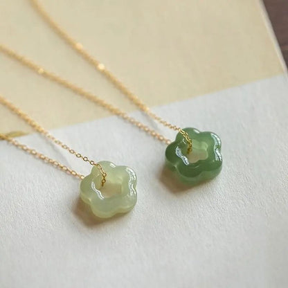 Jade Plum Blossom Pendant Necklace