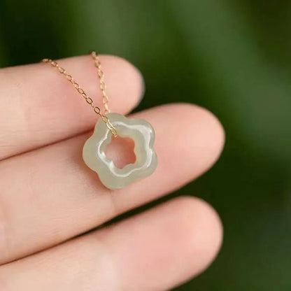 Jade Plum Blossom Pendant Necklace