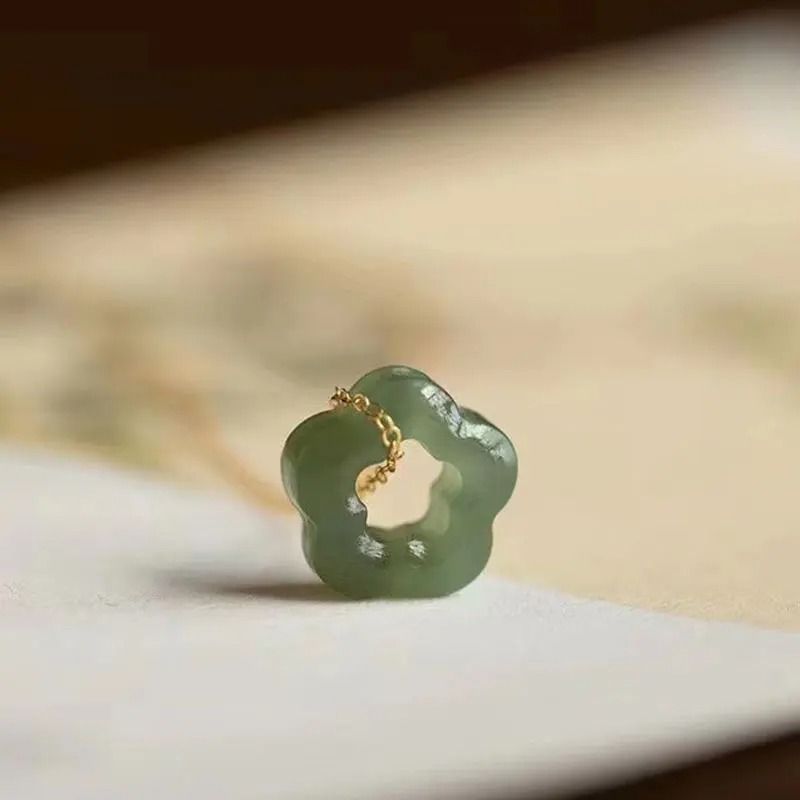 Jade Plum Blossom Pendant Necklace