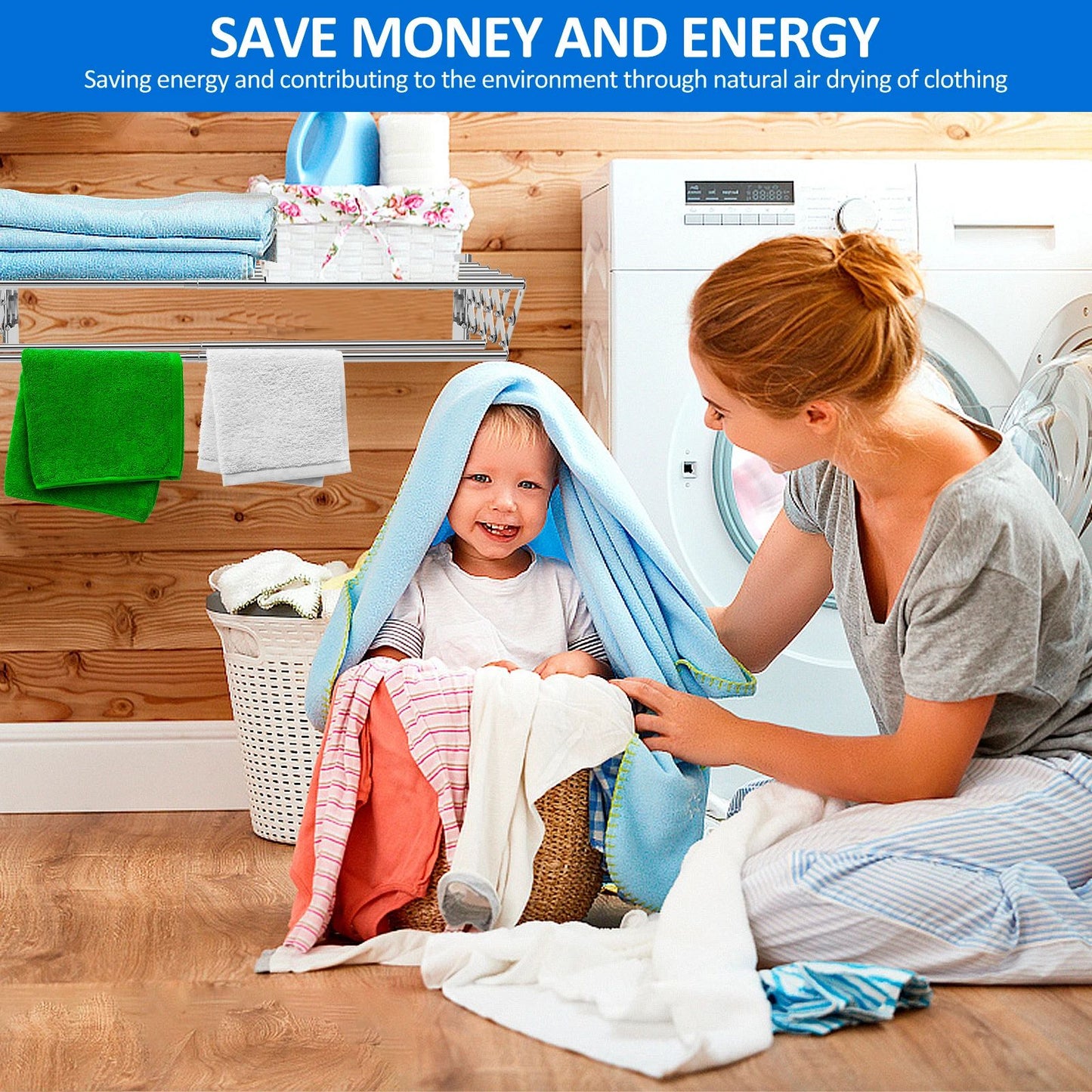 Retractable Wall Mounted Laundry Drying Rack