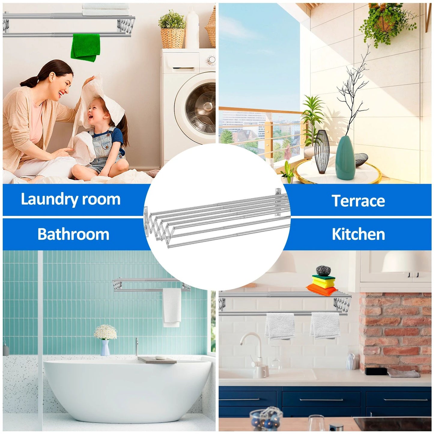 Retractable Wall Mounted Laundry Drying Rack