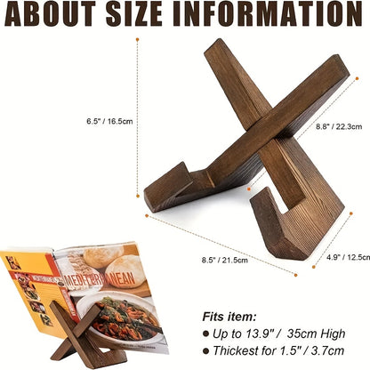 Wooden Stand Recipe Book Holder, Tablet Rack Easel, Cookbook Display Holder for Kitchen Decor
