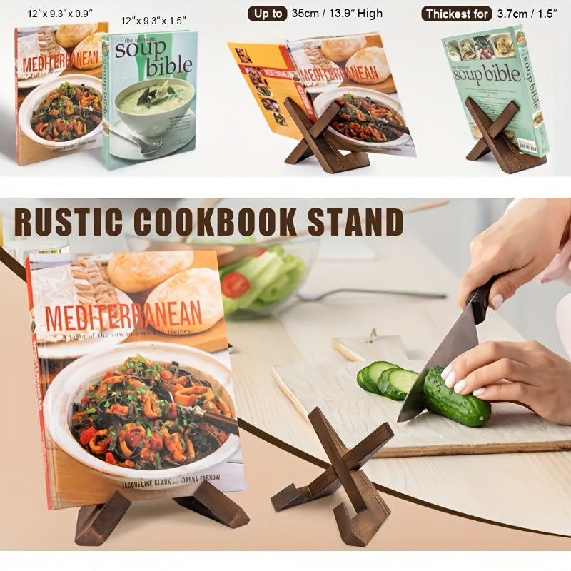 Wooden Stand Recipe Book Holder, Tablet Rack Easel, Cookbook Display Holder for Kitchen Decor