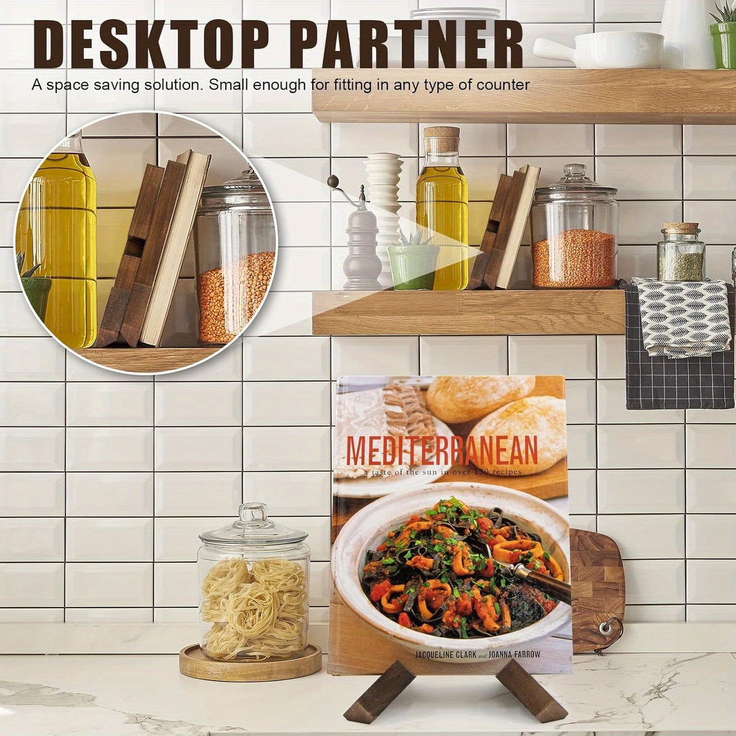 Wooden Stand Recipe Book Holder, Tablet Rack Easel, Cookbook Display Holder for Kitchen Decor