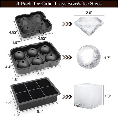 Silicone Ice Cube Tray with Lid – Reusable Diamond & Whiskey Molds for Freezer