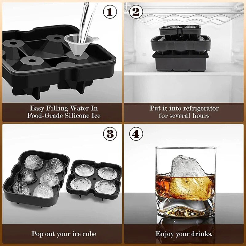 Silicone Ice Cube Tray with Lid – Reusable Diamond & Whiskey Molds for Freezer