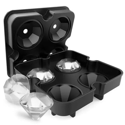 Silicone Ice Cube Tray with Lid – Reusable Diamond & Whiskey Molds for Freezer