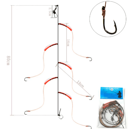 whKMRESA High-Carbon Steel Fishing Hook Rig Set with Swivels & Lure Strings (5–14