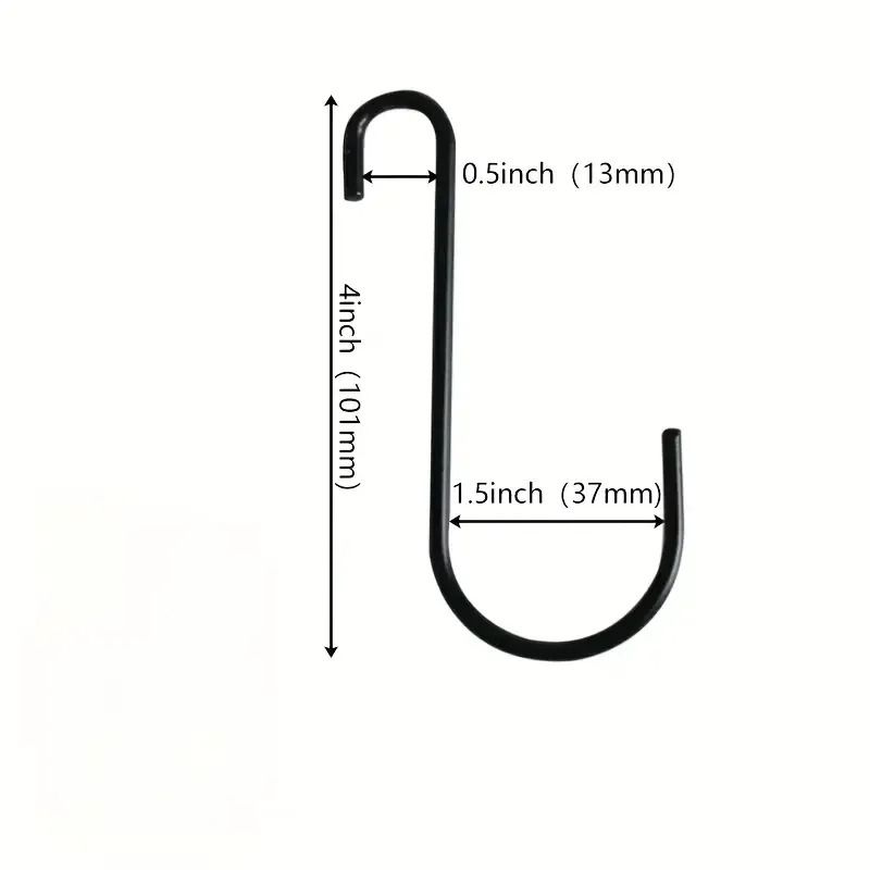 4 Heavy-Duty Black Fence Hooks for Hanging Plants, Bird Feeders & Lanterns – Indoor/Outdoor Use