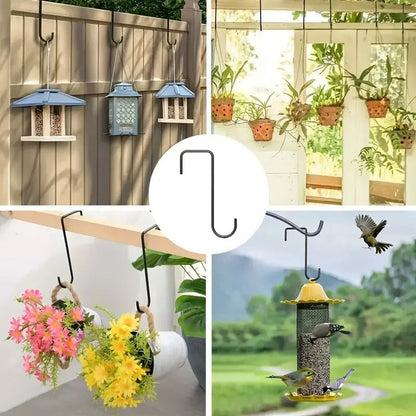 4 Heavy-Duty Black Fence Hooks for Hanging Plants, Bird Feeders & Lanterns – Indoor/Outdoor Use