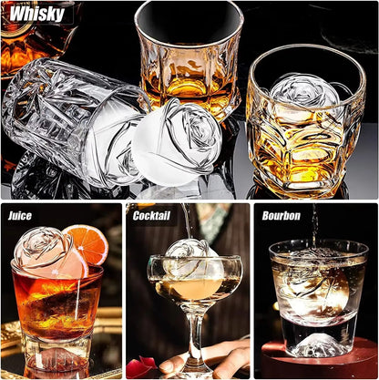 3D Rose Large Silicone Ice Cube Trays – Giant Flower Ice Molds (4-Pack)