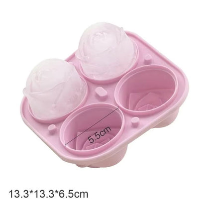 3D Rose Large Silicone Ice Cube Trays – Giant Flower Ice Molds (4-Pack)
