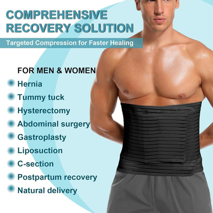 Adjustable Abdominal Binder for Men & Women Post Surgery Compression Wrap for Hernia & Abdomen Support