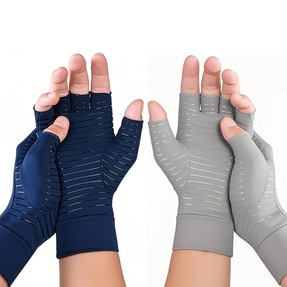 Copper Compression Gloves for Arthritis Open Finger Support for Men & Women, Ideal for Typing & Daily Wear