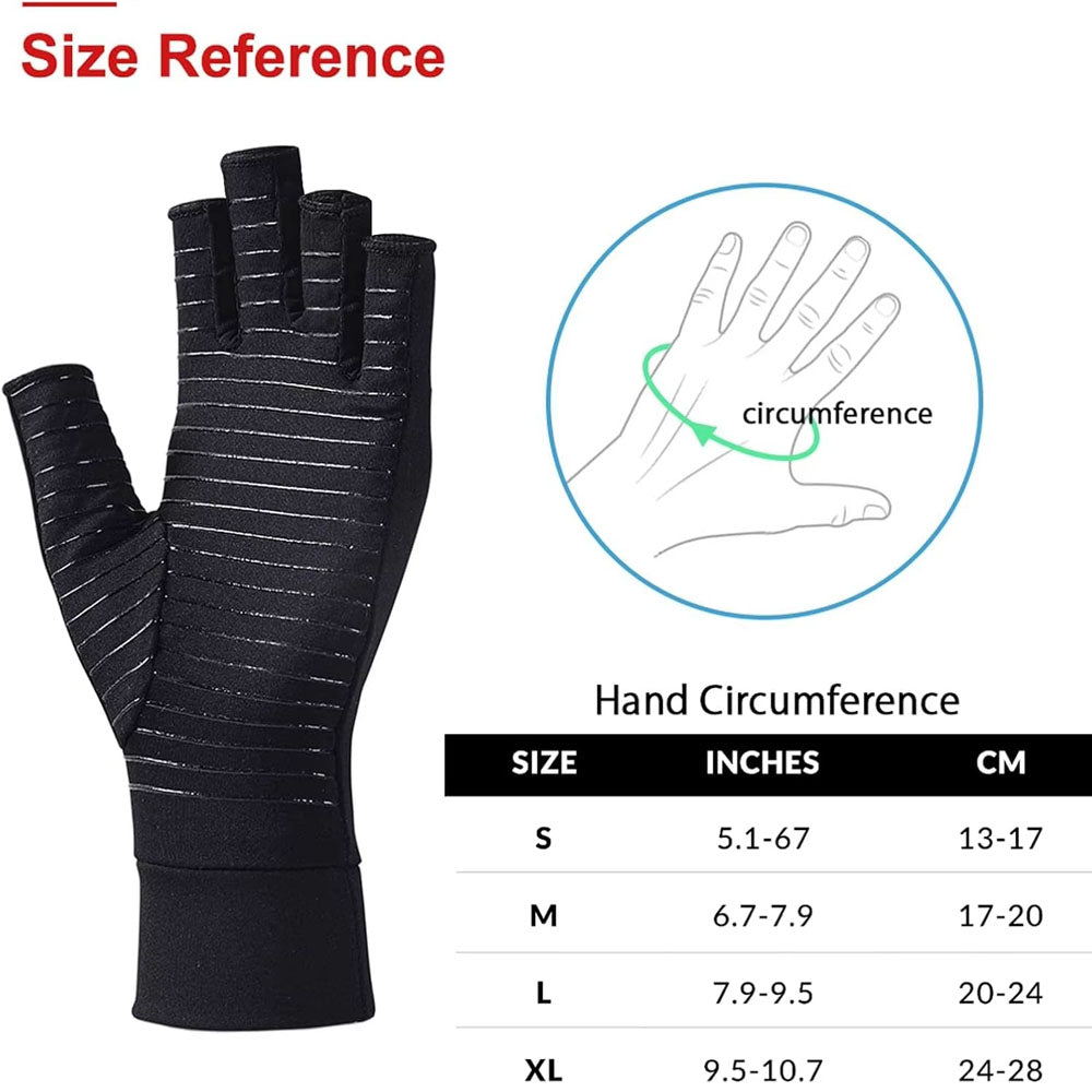 Copper Compression Gloves for Arthritis Open Finger Support for Men & Women, Ideal for Typing & Daily Wear