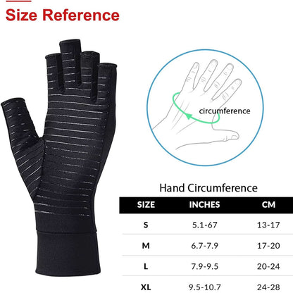 Copper Compression Gloves for Arthritis Open Finger Support for Men & Women, Ideal for Typing & Daily Wear