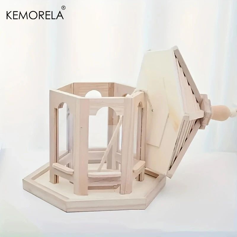 KEMORELA Woven Wooden Hanging Bird Feeder House for Outdoor Garden Decor
