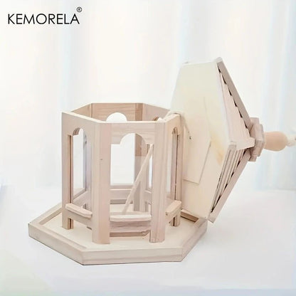 KEMORELA Woven Wooden Hanging Bird Feeder House for Outdoor Garden Decor