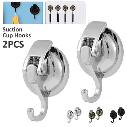Heavy-Duty Suction Cup Hooks (2-Pack), No-Drill Shower & Kitchen Vacuum Hooks