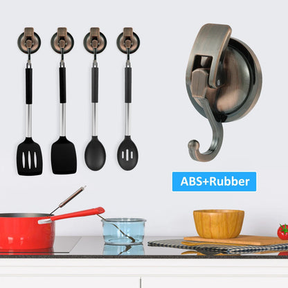 Heavy-Duty Suction Cup Hooks (2-Pack), No-Drill Shower & Kitchen Vacuum Hooks
