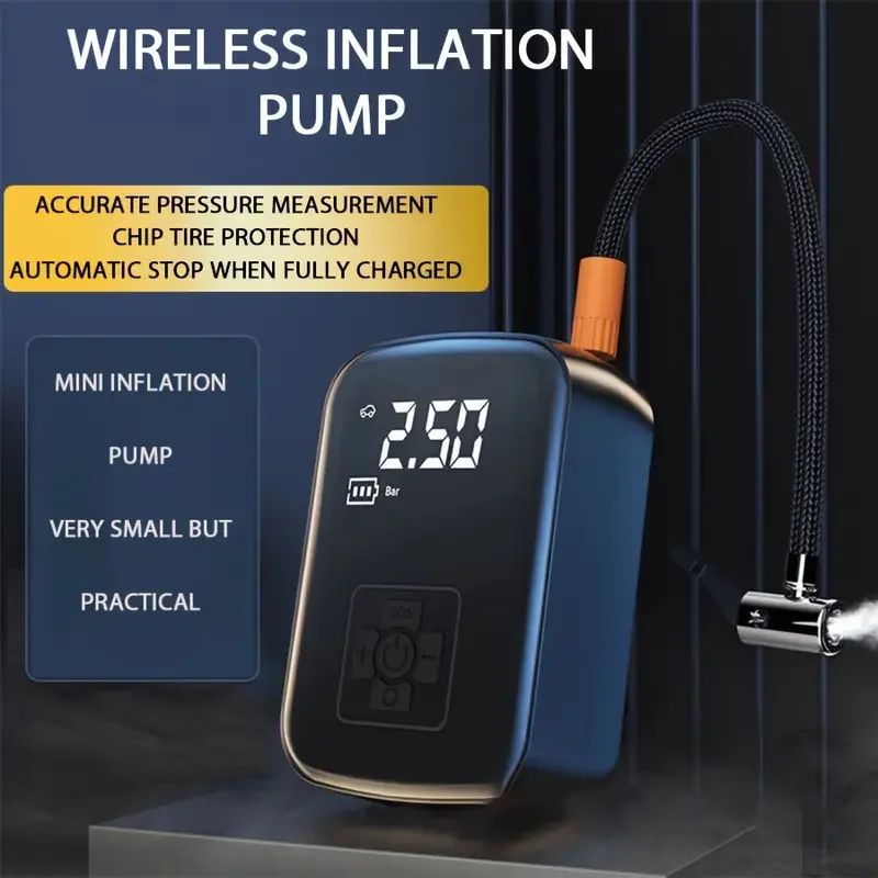 Wireless Car Air Compressor Tire Inflator with Digital Pressure Gauge for Car, Motorcycle, Bicycle, Balls and Inflatable