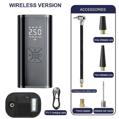 Wireless Car Air Compressor Tire Inflator with Digital Pressure Gauge for Car, Motorcycle, Bicycle, Balls and Inflatable