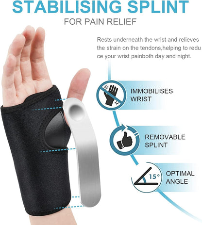 Wrist Brace for Carpal Tunnel Relief Left & Right Hand, Pain Relief Night Sleep Support for Men & Women